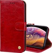 Business Style Oil Wax Texture Horizontal Flip Leather Case voor iPhone XS Max, met houder & kaartsleuven & portemonnee (rood)