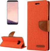 GOOSPERY CANVAS DAGBOEK voor Galaxy S8 canvas textuur horizontale flip lederen tas met kaartsleuven & portemonnee en houder (oranje)