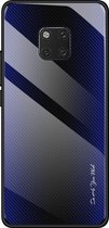 Voor Huawei Mate 20 Pro Texture Gradient Glass beschermhoes (donkerblauw)