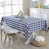 GreenLives - Luxe Tafelkleed Ruitje - 240 x 140 cm - Donker Blauw - 100% Polyester - Boerenbont tafelkleed  - Water afstotend - Voor binnen en buiten!