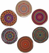 Onderzetters - Set van 6 - Rond - Onderzetters voor glazen - Bohemian - Oosterse - Mandala design - Coasters -