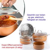 Koper-Effect Pannenset met Stoompan (6 delig)