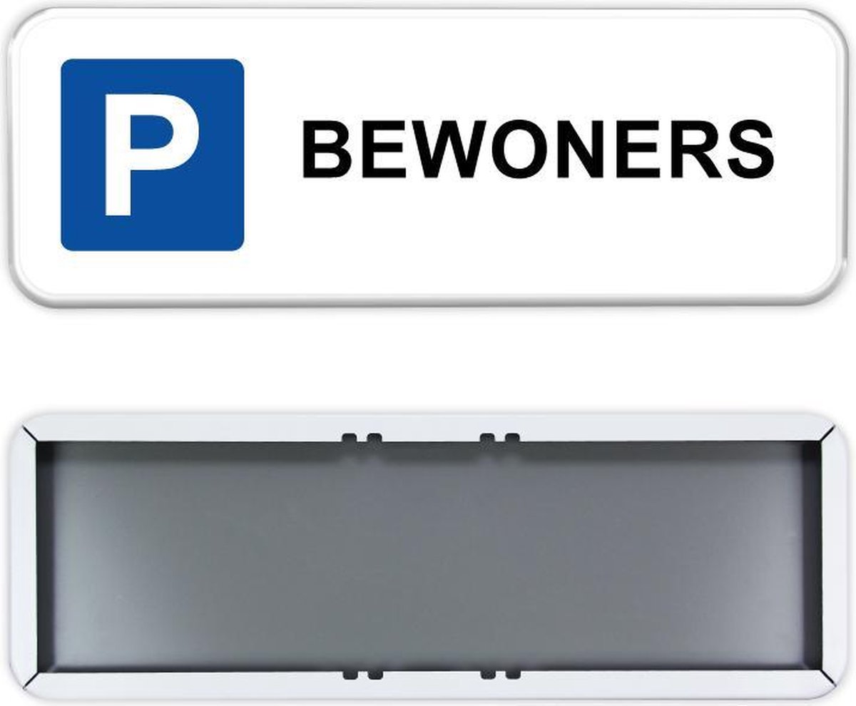 Parkeerbord Bewoners 60x20cm - Stevig aluminium bord met dubbel omgezette rand