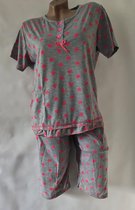 Dames pyjama set met 3 kwart broek schoppenprint M 36-38 grijs/paars