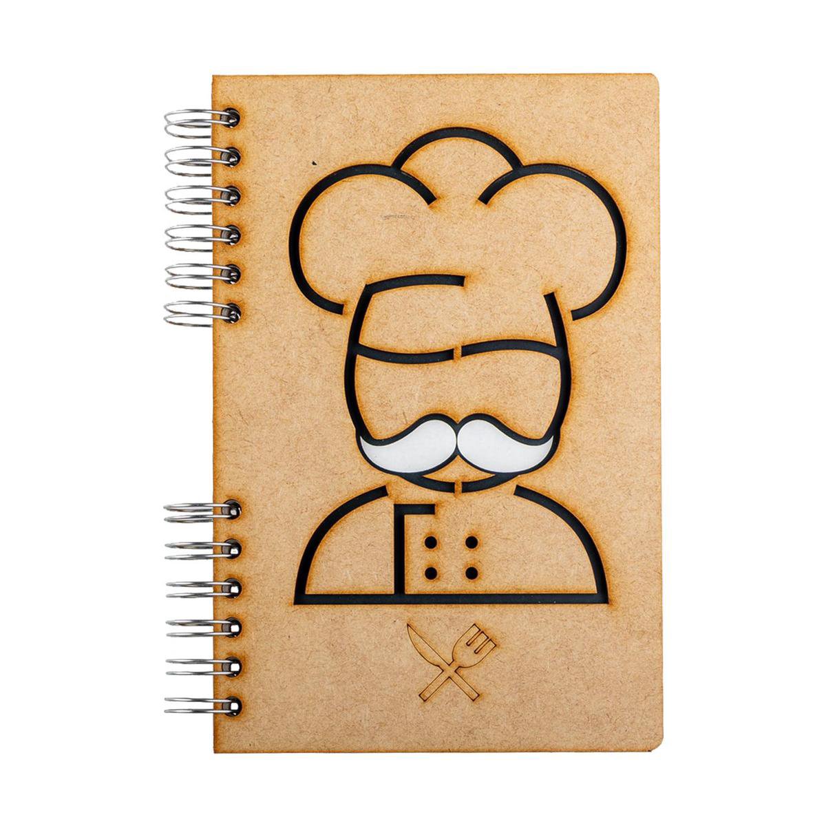 KOMONI - Duurzaam houten Notitieboek - Dagboek - Gerecycled papier - Navulbaar - A5 - Gelinieerd - Chef