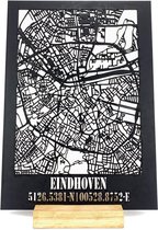 Standing Citymap Eindhoven Bamboe hout - 25x35 cm - Stadskaart woondecoratie - Wanddecoratie - WoodWideCities