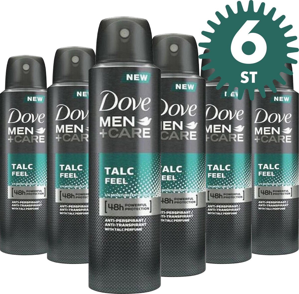 Dove Men+Care Anti-transpirant Deodorant Talc Feel 6 x 150 ml - Voordeelverpakking