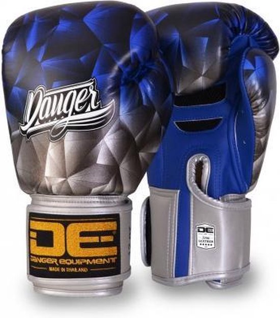 Danger Boxing Glove Fantasy Leather Blue Blauw 14 oz.