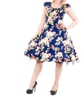 Navy Blue Floral Dress Jurk - Vrouwen Jurk - Dames Jurk