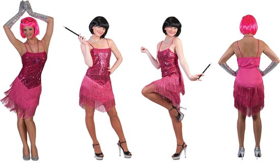 Glitter & Glamour Kostuum | Glitter Fancy Flapper Jurk Roze Vrouw | | Carnaval kostuum | Verkleedkleding