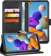 Hoesje geschikt voor Samsung Galaxy A21s - Book Case Leer Pasjeshouder Zwart