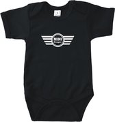 Rompertjes baby met tekst - Mini pooper - Romper zwart - Maat 62/68
