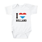 Rompertjes baby met tekst - I love Holland - Romper wit - Maat 50/56