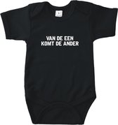 Rompertjes baby met tekst - Van de een komt de ander - Romper korte mouw zwart - Maat 50/56 - Kraam cadeau - Babygeschenk - Romper