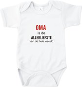 Rompertjes baby met tekst - Oma is de allerliefste van de hele wereld - Romper wit - Maat 62/68