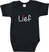 Rompertjes baby met tekst - Lief - Romper zwart - Maat 62/68