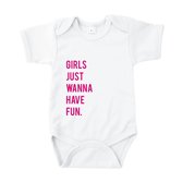 Rompertjes baby met tekst - Girls just wanne have fun - Romper wit - Maat 74/80