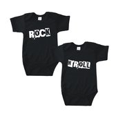 Rompertjes baby met tekst - Rock 'n Roll - Romper zwart - Maat 50/56