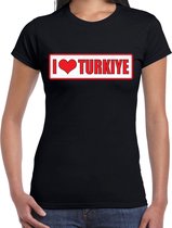 I love Turkiye / Turkije landen t-shirt zwart - dames - Turkije landen shirt / kleding - EK / WK / Olympische spelen outfit XXL