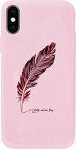 ADEL Siliconen Back Cover Softcase Hoesje Geschikt voor iPhone XR - Veren Roze Bling Bling Glitter