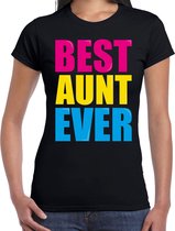 Best aunt ever / Beste tante ooit fun t-shirt met gekleurde letters - zwart -  dames - Fun  /  Verjaardag cadeau / kado t-shirt / geboorte kado XS