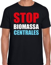 Stop biomassa centrales demonstratie / protest t-shirt zwart voor heren S