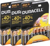 24x Duracell LR3 AAA batterijen - Alkaline mini penlites batterijtjes - LR03/MN2400 batterij 1,5 volt
