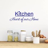 Muursticker Kitchen Heart Of Our Home - Donkerblauw - 120 x 45 cm - keuken engelse teksten