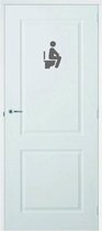 Deursticker Man Op Wc - Donkergrijs - 20 x 30 cm - toilet raam en deur stickers - toilet