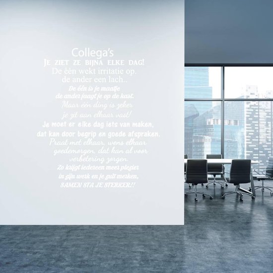 Sticker Muursticker Collègues - Wit - 91 x 80 cm - Muursticker4Sale