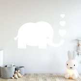 Muursticker Olifant Met Hartjes - Wit - 60 x 43 cm - baby en kinderkamer dieren