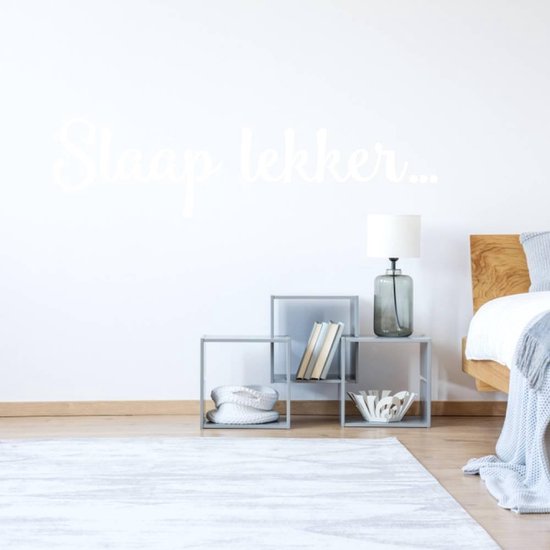 Muursticker Slaap Lekker - Wit - 80 x 20 cm - nederlandse teksten slaapkamer baby en kinderkamer