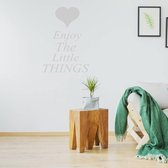 Muursticker Enjoy The Little Things - Lichtgrijs - 43 x 60 cm - woonkamer slaapkamer engelse teksten