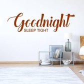 Slaapkamer Sticker Goodnight Sleep Tight -  Bruin -  160 x 45 cm  -  nederlandse teksten  slaapkamer  alle - Muursticker4Sale