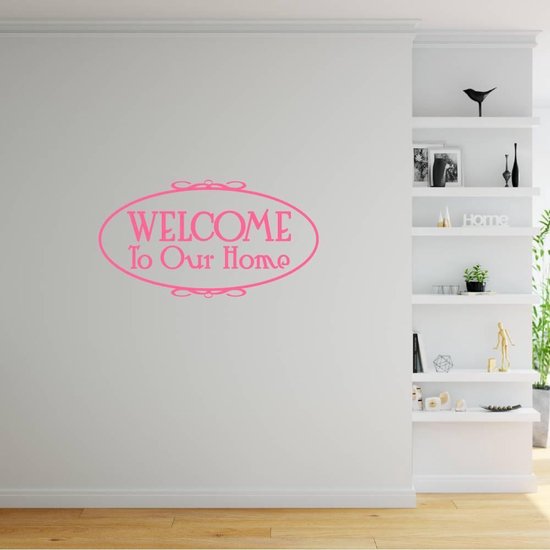 Muursticker Welcome To Our Home - Roze - 120 x 65 cm - woonkamer alle