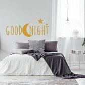 Muursticker Goodnight -  Goud -  120 x 60 cm  -  slaapkamer  engelse teksten  alle - Muursticker4Sale