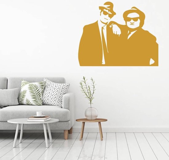 Muursticker Blues Brothers - Or - 100 x 80 cm - Salon chambre - Muursticker4Sale