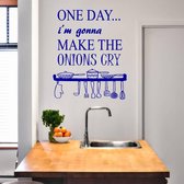 Muursticker Onions Cry - Donkerblauw - 40 x 48 cm - engelse teksten keuken