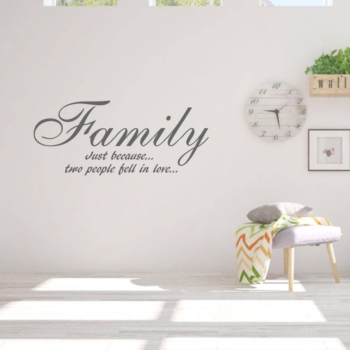 Muursticker family - Donkergrijs - 160 x 69 cm woonkamer slaapkamer