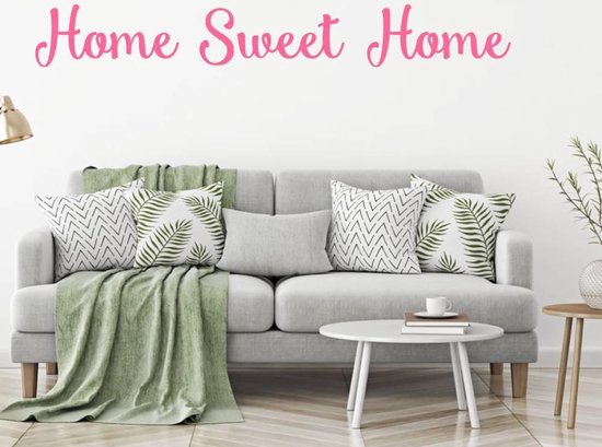 Foto: Muursticker home sweet home roze 120 x 15 cm woonkamer engelse teksten