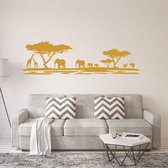 Muursticker Afrika Dieren -  Goud -  80 x 23 cm  -  woonkamer  slaapkamer  alle  dieren - Muursticker4Sale