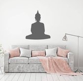 Muursticker Buddha - Donkergrijs - 60 x 50 cm - woonkamer slaapkamer toilet