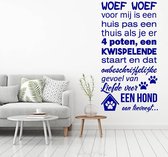 Muursticker Woef Woef -  Donkerblauw -  120 x 240 cm  -  nederlandse teksten  woonkamer  alle - Muursticker4Sale
