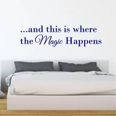 Muursticker This Is Where The Magic Begins -  Donkerblauw -  160 x 42 cm  -  slaapkamer  engelse teksten  alle - Muursticker4Sale