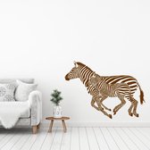 Muursticker Kleine En Grote Zebra -  Bruin -  60 x 43 cm  -  woonkamer  alle muurstickers  slaapkamer  dieren - Muursticker4Sale