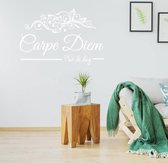 Muursticker Carpe Diem Pluk De Dag - Wit - 117 x 80 cm - taal - engelse teksten woonkamer slaapkamer alle