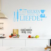 Muursticker In Deze Keuken Wordt Gekookt Met Liefde - Lichtblauw - 160 x 60 cm - keuken alle