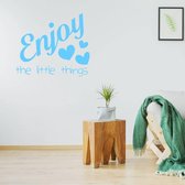 Muursticker Enjoy The Little Things - Lichtblauw - 46 x 40 cm - slaapkamer engelse teksten woonkamer