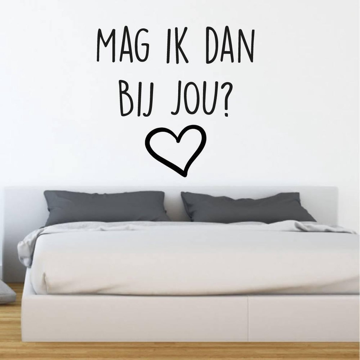 Muurtekst mag ik dan bij jou - Lichtbruin - 120 x 120 cm woonkamer