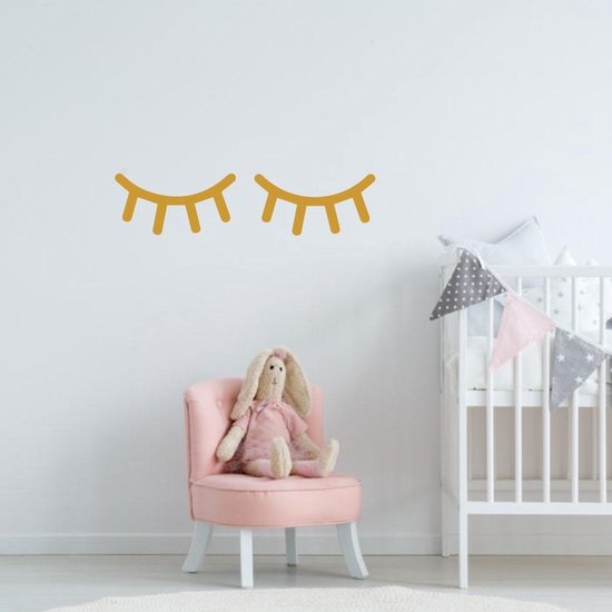 Muursticker Wimpers - Goud - 80 x 19 cm - baby en kinderkamer alle